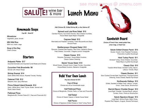Menu at Salute Wine Bar & More, Rochester