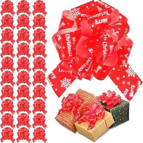 Amazon.com: Poen 30 Pcs 6 Inch Snowflake Christmas Pull Bows for ...