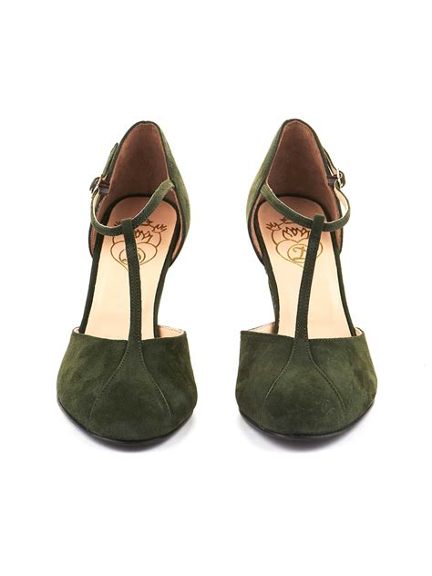 DORA - Green suede shoe with low heel