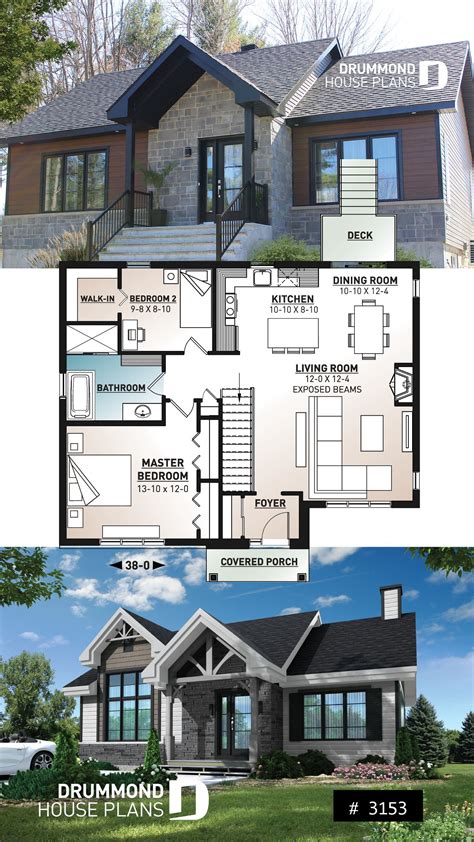SMALL MODERN HOUSE PLAN WITH 2-4 BEDROOMS AND FIREPLACE | Beach house ...