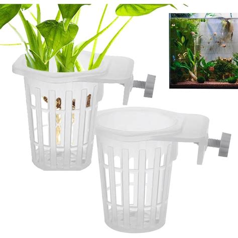 2 unit Aquarium Plant Holder-Pot tanaman PP Translucent dengan lubang ...