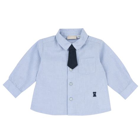 Chicco Boys Light Blue Solid Shirt with Tie - Top – Chicco India