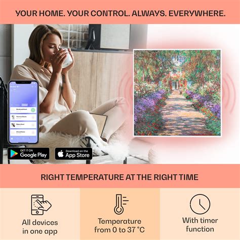 Buy Klarstein Air Art Smart Infrared Heater, 350W Infrared Panel Heater ...