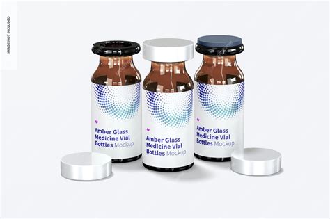 Amber glass medicine vial bottles set mockup | Premium PSD