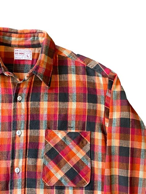 70's BIG MAC heavy flannel shirt (size:L)bsh-118 | FABRIC used clothing ...