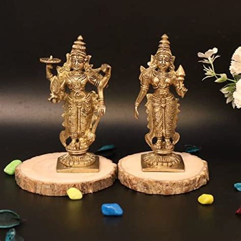 ARTVARKO Brass Laxmi Narayan Murti for Home Puja Handmade Standing ...