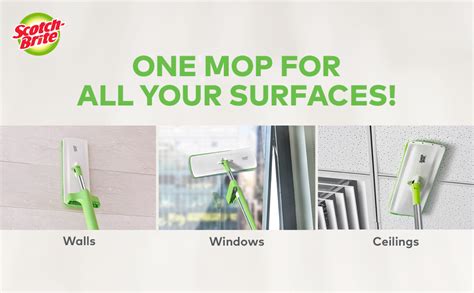 Scotch-Brite Hands-Free Microfiber Flat mop with 1 Extra mop Head ...