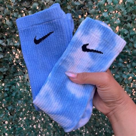Tie Dye Pastel Blue Socks- Hand Dyed Blue Nike Socks-nike Pastel Socks ...