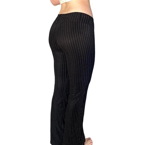 ultra low rise stretchy pinstripe dress pants... - Depop