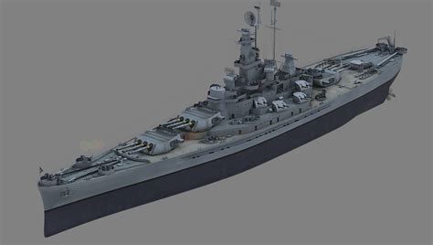 uss bb-57 south dakota 3d model