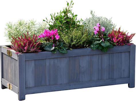 JYZ Wooden Oblong Folding Planter – Rectangular Raised Bed Trough for ...
