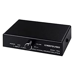 QUKAN B064 1 in 4 Out Audio Signal Distributor Stereo Signal Source ...