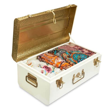Buy Living With Elan Vintage Style Beaten Metal Trunk Storage Chest ...