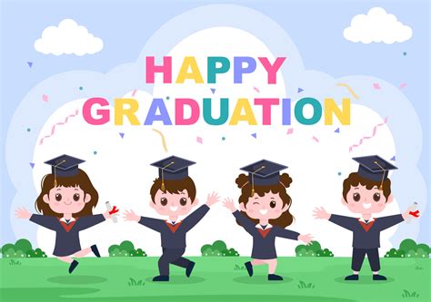 Happy Graduation Day of Students Celebrating Background Vector ...