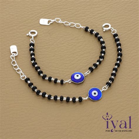 Lovely Evil Eye Light Weight Silver Nazariya for Kids Hand/Leg(Pair ...