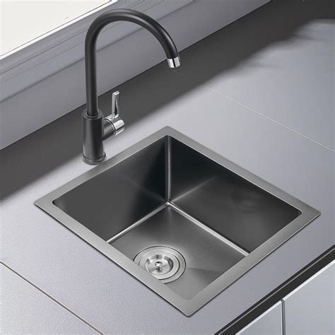 ROVATE 15 x 17 inch Bar Sink Undermount, Small Black Nano Kitchen Sink ...