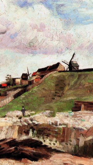 Download wallpaper mill, Vincent van Gogh, of Montmartre with Quarry ...