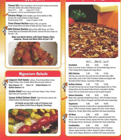 Menu at Cappza's Pizza pizzeria, Waterville, 10 Waterville Commons Dr