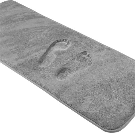 Grey Bath Mat Runner Long Narrow Bathroom Rug Memory Foam Microfiber ...