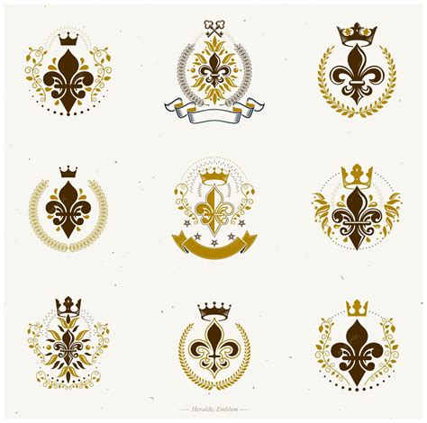 Premium Vector | Royal symbols Lily Flowers emblems set. Heraldic ...