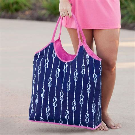Personalized Navy Beach Bag Monogrammed Beach Bag Stylish Travel Bag ...