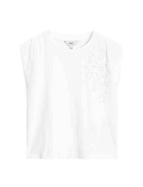 Buy Pure Cotton Embellished Regular Fit Top at Marks & Spencer
