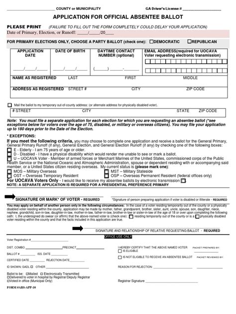 Absentee Ballot Application Form 的图像结果