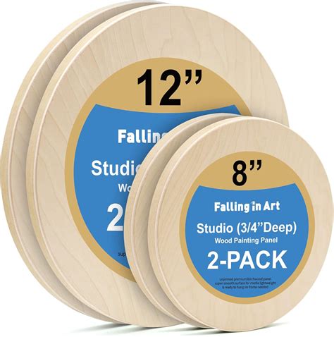 Buy Unfinished Round Birch Wood Canvas Panels Kit, Falling in Art 4 ...