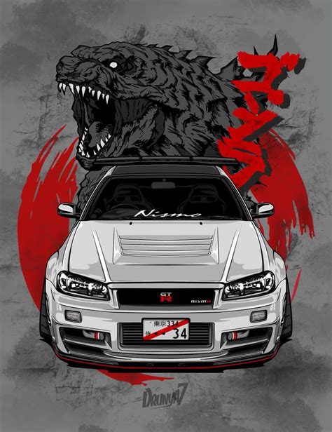 Nissan Skyline GTR R34 Nismo Godzilla 🇯🇵😈 | スカイラインgtr r34, スカイラインgt r, 車の絵
