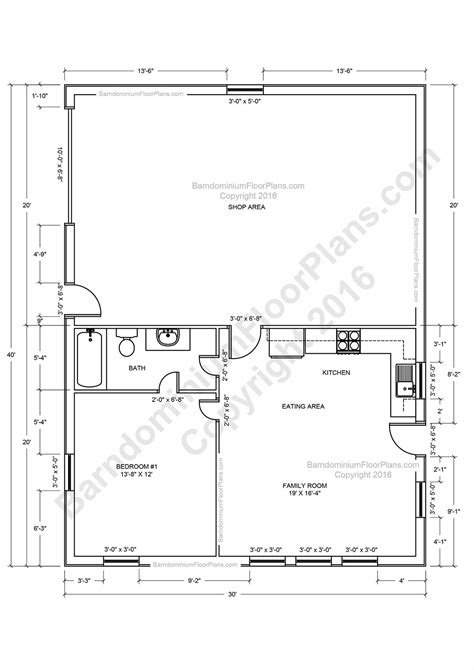 40x60 Barndominium Floor Plans Interior 40x60 Barndominium Kit: Plans