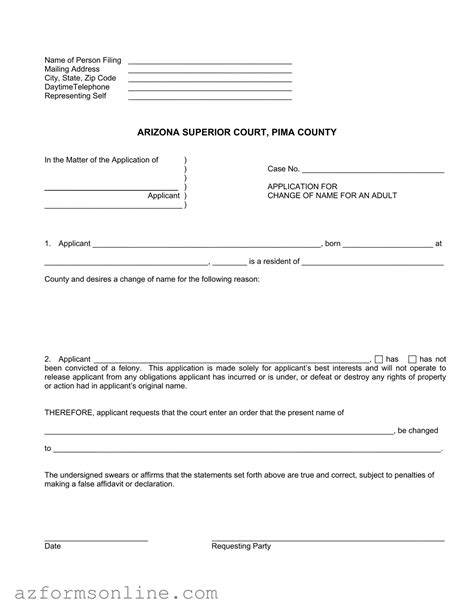 Free Arizona Court Change Name PDF Template AZ Forms Online