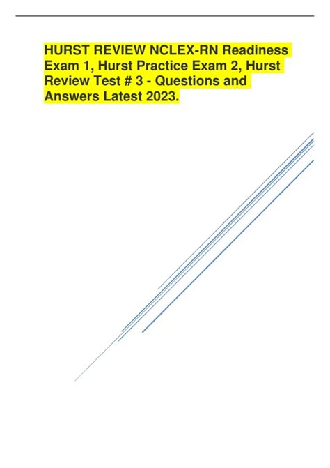 HURST REVIEW NCLEX-RN Readiness Exam 1, Hurst Practice Exam 2, Hurst ...