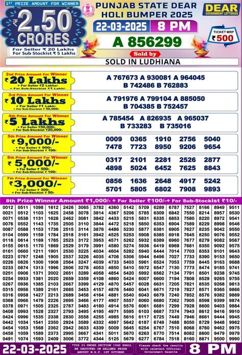 Punjab State Lottery Holi Bumper 2025Download it from Punjab State ...