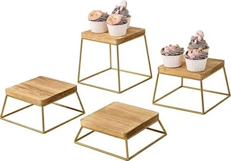 Buy INDIAN DECOR RW29936 Display Stands Solid Wood & Gold Metal Wire ...