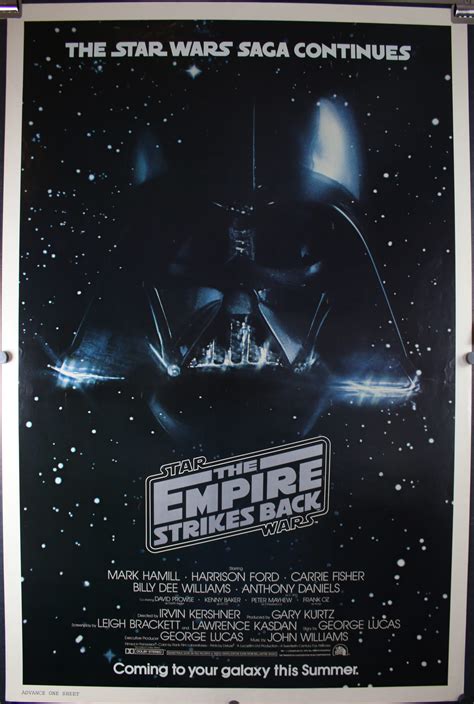 EMPIRE STRIKES BACK, Original Rolled Darth Vader Advance Movie Poster ...