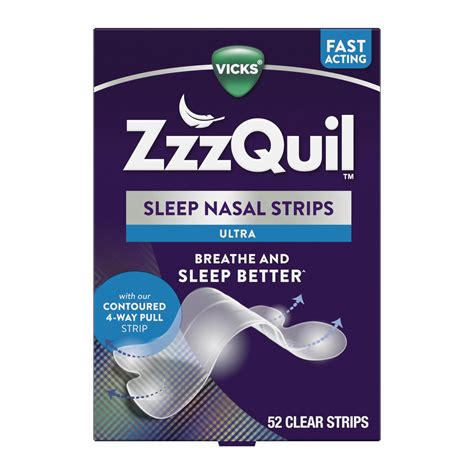 Vicks ZzzQuil Sleep Aid Ultra Nasal Strips, Anti-Snoring, Clear ...