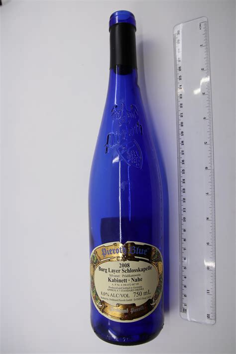 Lot - 4 PIEROTH BLUE WINE BOTTLES & LARGE GOLSCH BEER BOTTLE