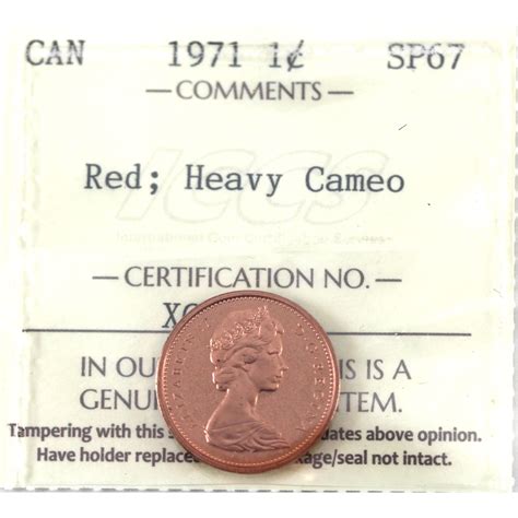 1-cent 1971 ICCS SP67 Red; Heavy Cameo