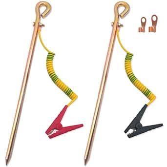 2 Pcs Grounding Rod,Ground Rod with 4ft Copper Spring-Loaded Ground ...