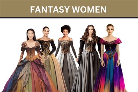 Women Characters in Fantasy Gowns Graphic by Alavays · Creative Fabrica