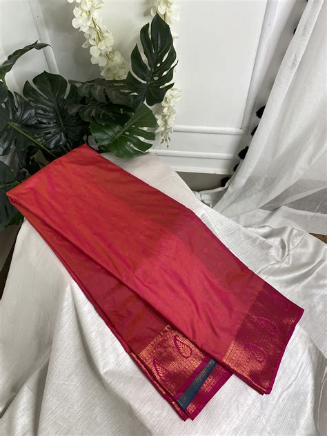 Tomato Pink Semi Silk Saree – Manya Clothing