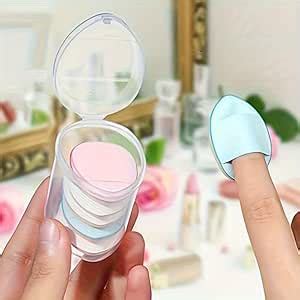 CHRONEX 6pcs Finger Puff Set - Makeup Sponge Puffs with Container for ...