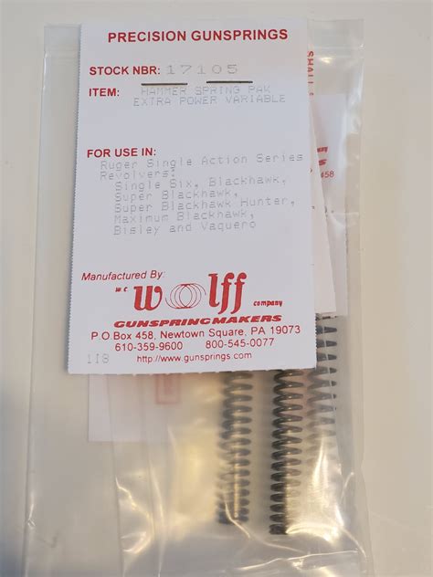 17105 WOLFF RUGER SINGLE ACTION XP VAR HAMMER SPRING PAK – Accurate ...