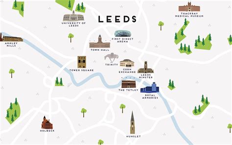 Map Of Leeds Print By Pepper Pot Studios | Leeds map, Leeds, Map
