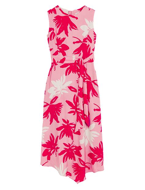 Buy Printed Round Neck Midi Shift Dress at Marks & Spencer
