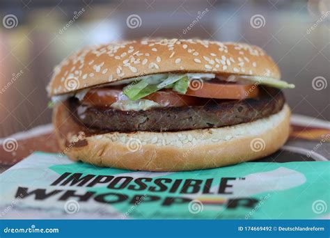 Close Up of Impossible Whopper at Burger King Restaurant. Editorial ...