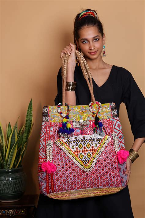 Chaand Sitaare Banjara Tote | Afghan Beaded & Balochi Embroidered Bag ...