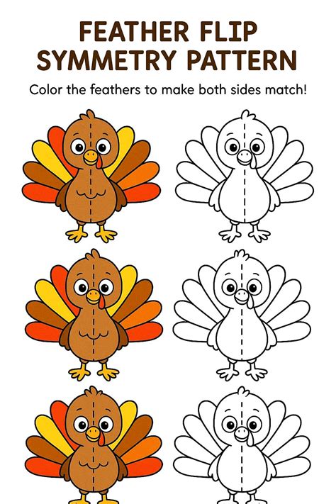 Feather Flip Symmetry Pattern Worksheet - Download & Print Now!