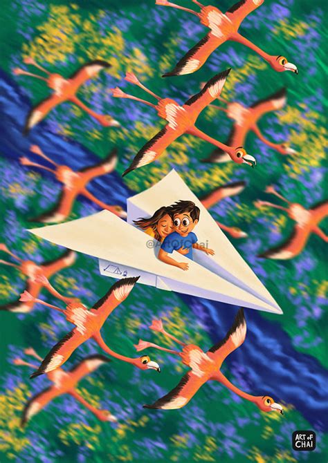 Flying among Flamingos - Art Print – Ru&Chai