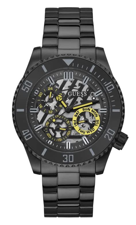 GUESS Stainless Steel Black Dial Axle Collection Quartz Men's Analogue ...